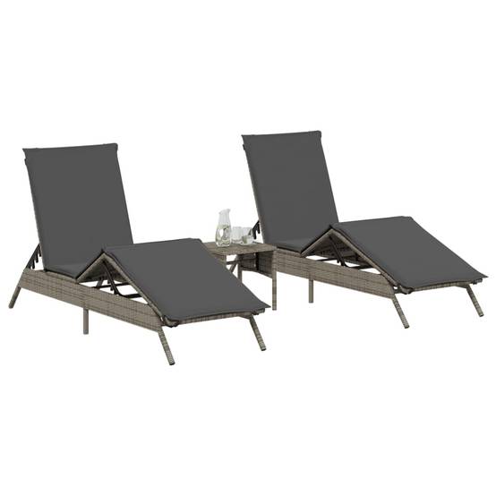 Duo Lits de Jardin Gris Résine Repose-Pieds Ajustable Matelas Gris Foncé – ComfortXL Outdoor Living - Image 3