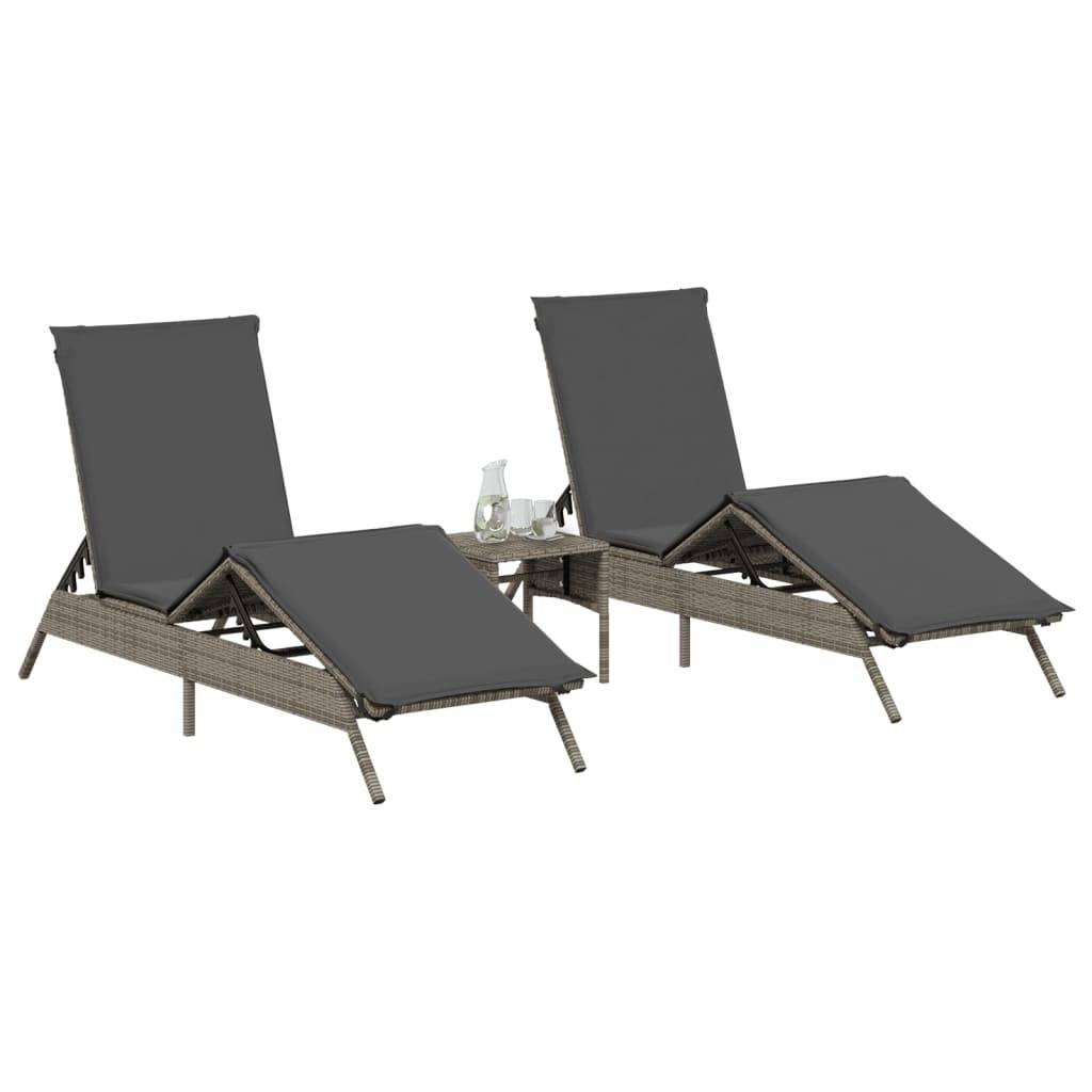 Duo Lits de Jardin Gris Résine Repose-Pieds Ajustable Matelas Gris Foncé – ComfortXL Outdoor Living - Image 3