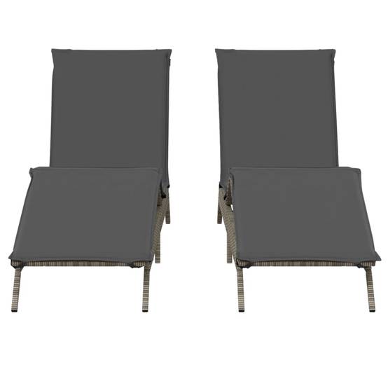 Duo Lits de Jardin Gris Résine Repose-Pieds Ajustable Matelas Gris Foncé – ComfortXL Outdoor Living - Image 5