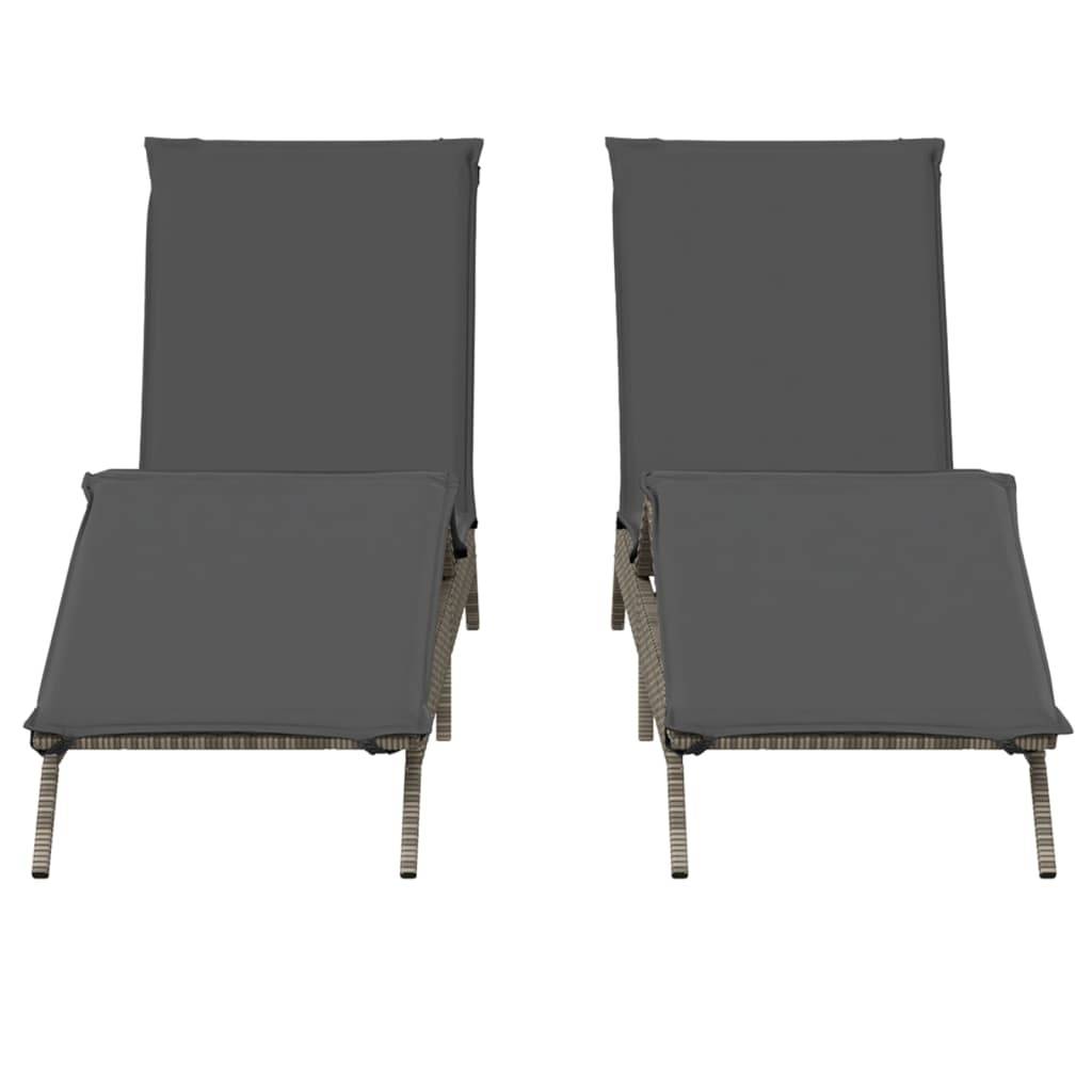 Duo Lits de Jardin Gris Résine Repose-Pieds Ajustable Matelas Gris Foncé – ComfortXL Outdoor Living - Image 5
