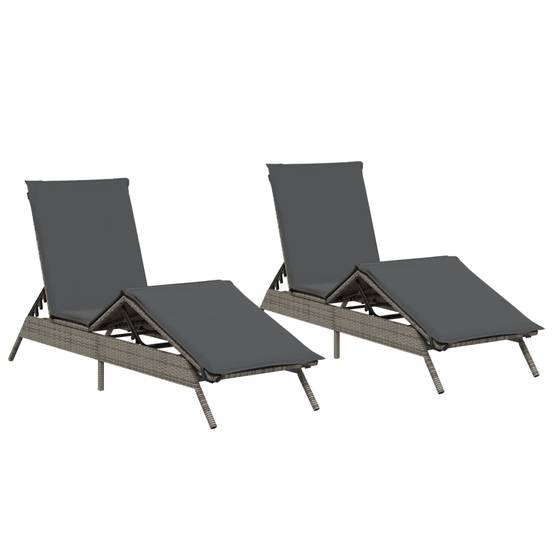 Duo Lits de Jardin Gris Résine Repose-Pieds Ajustable Matelas Gris Foncé – ComfortXL Outdoor Living - Image 2