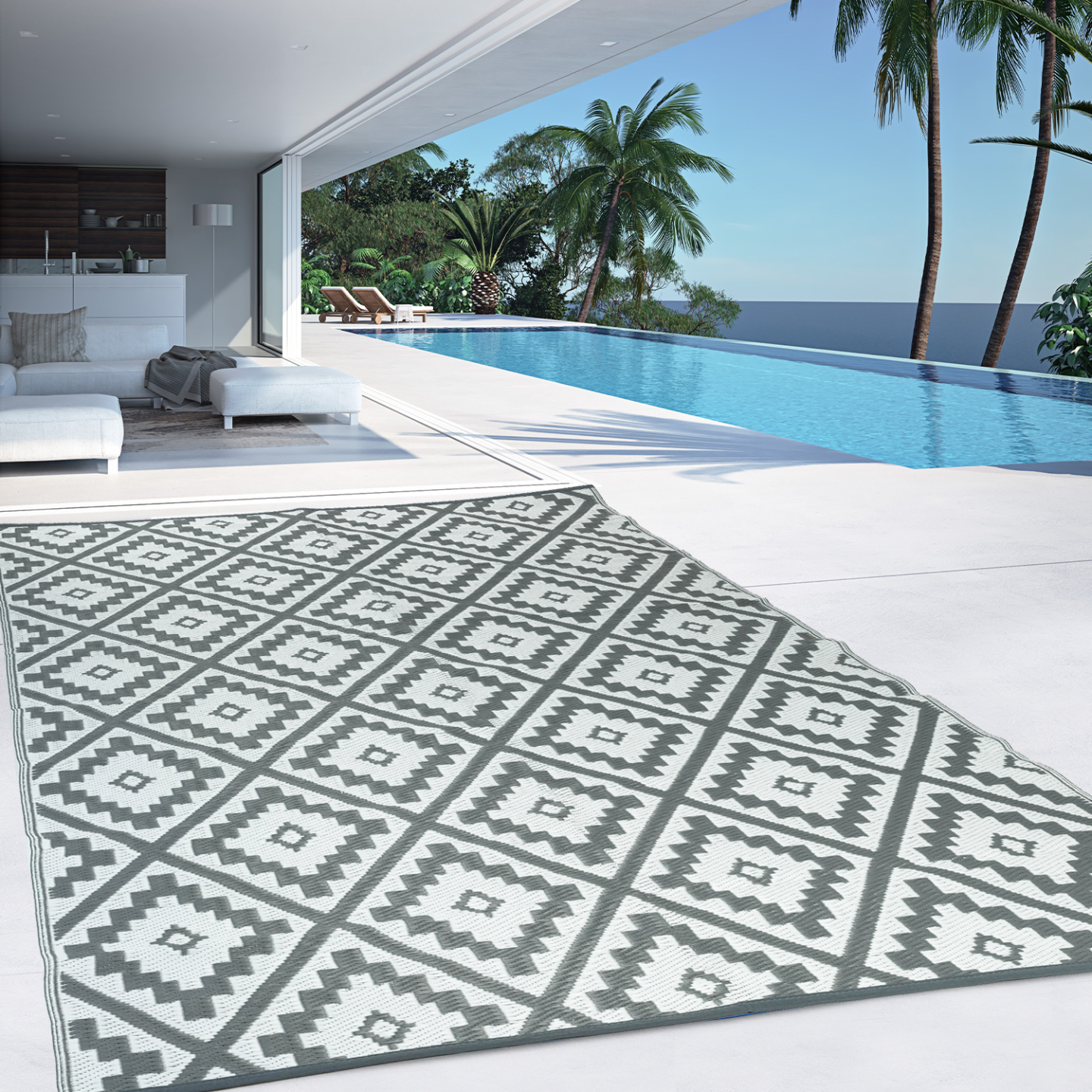 Tapis extérieur BAHAMAS gris 120 x 180 CM - Image 3