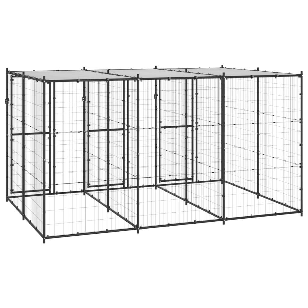 Helloshop26 - Chenil extérieur cage enclos parc animaux chien extérieur acier avec toit 7,26 m² - Image 5