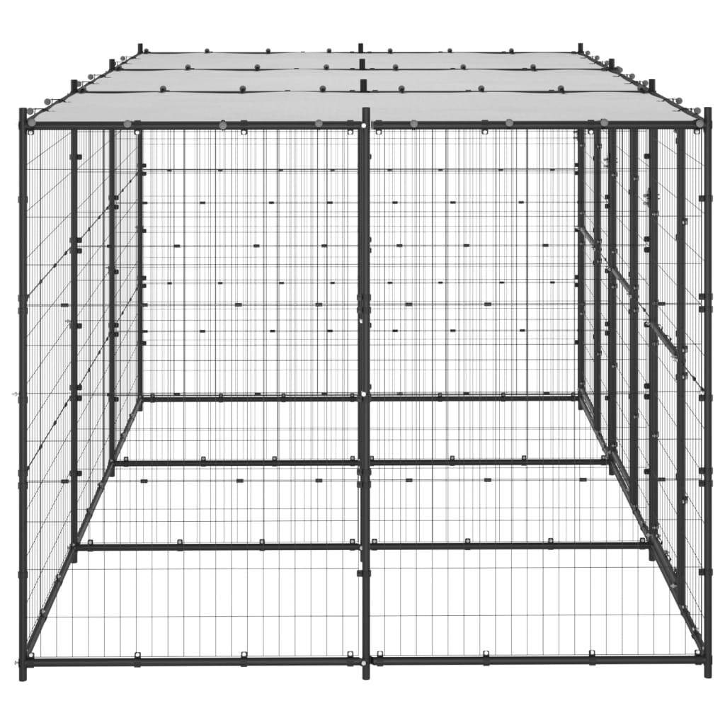 Helloshop26 - Chenil extérieur cage enclos parc animaux chien extérieur acier avec toit 7,26 m² - Image 4