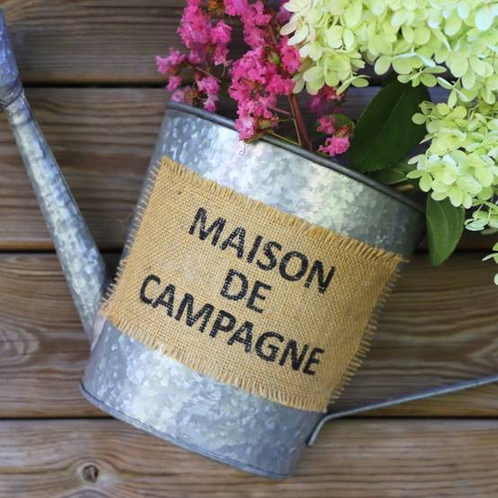 Jardinière extérieure murale porte plante arrosoir zinc gris 50cm Chemin de campagne - Image 3