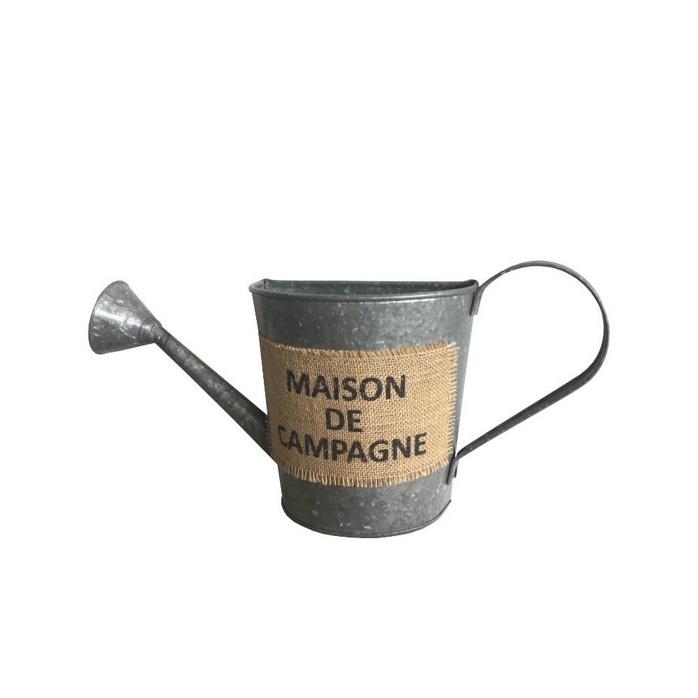 Jardinière extérieure murale porte plante arrosoir zinc gris 50cm Chemin de campagne - Image 1