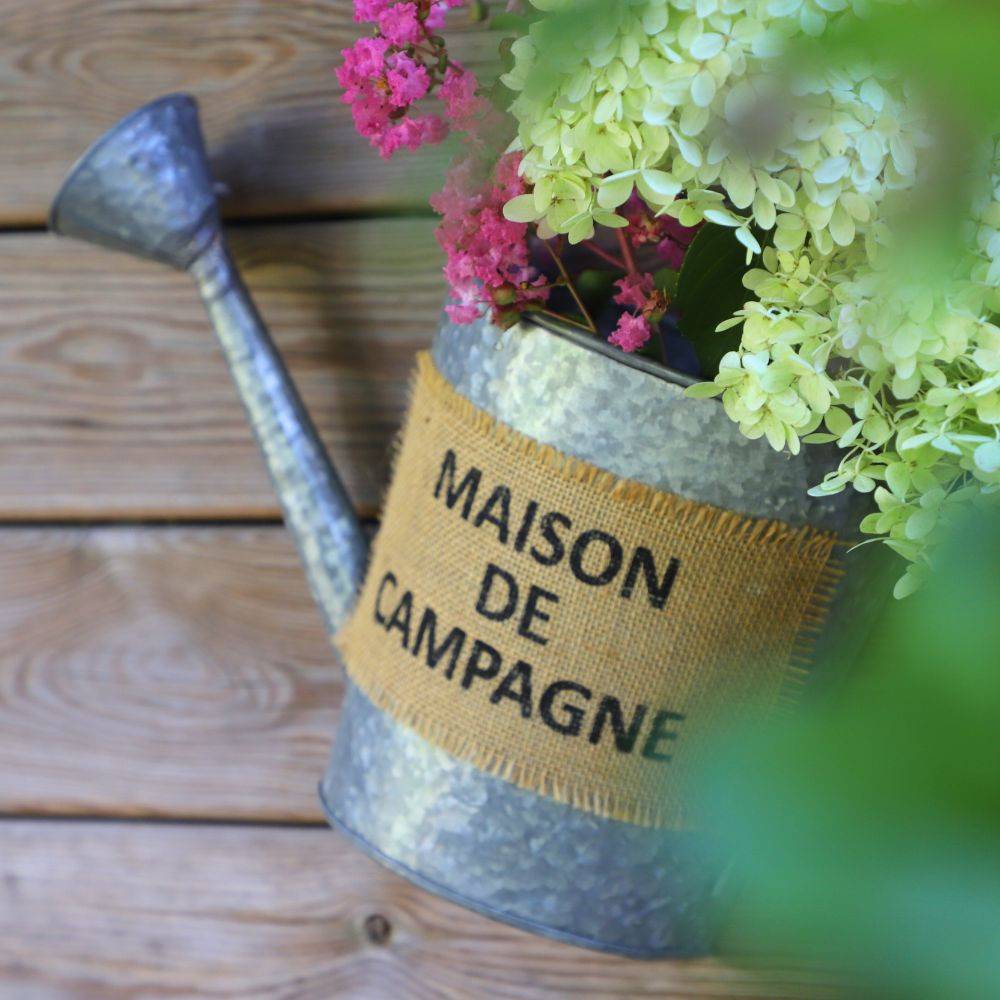 Jardinière extérieure murale porte plante arrosoir zinc gris 50cm Chemin de campagne - Image 2