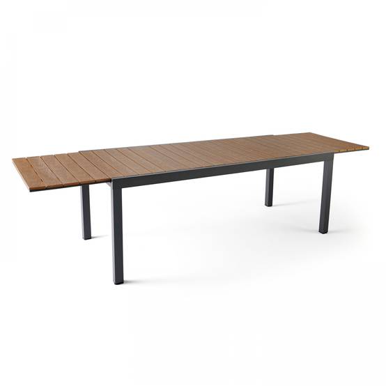 Oviala - Table extensible en aluminium et bois synthétique marron 10 places Nimes - Oviala - Image 1