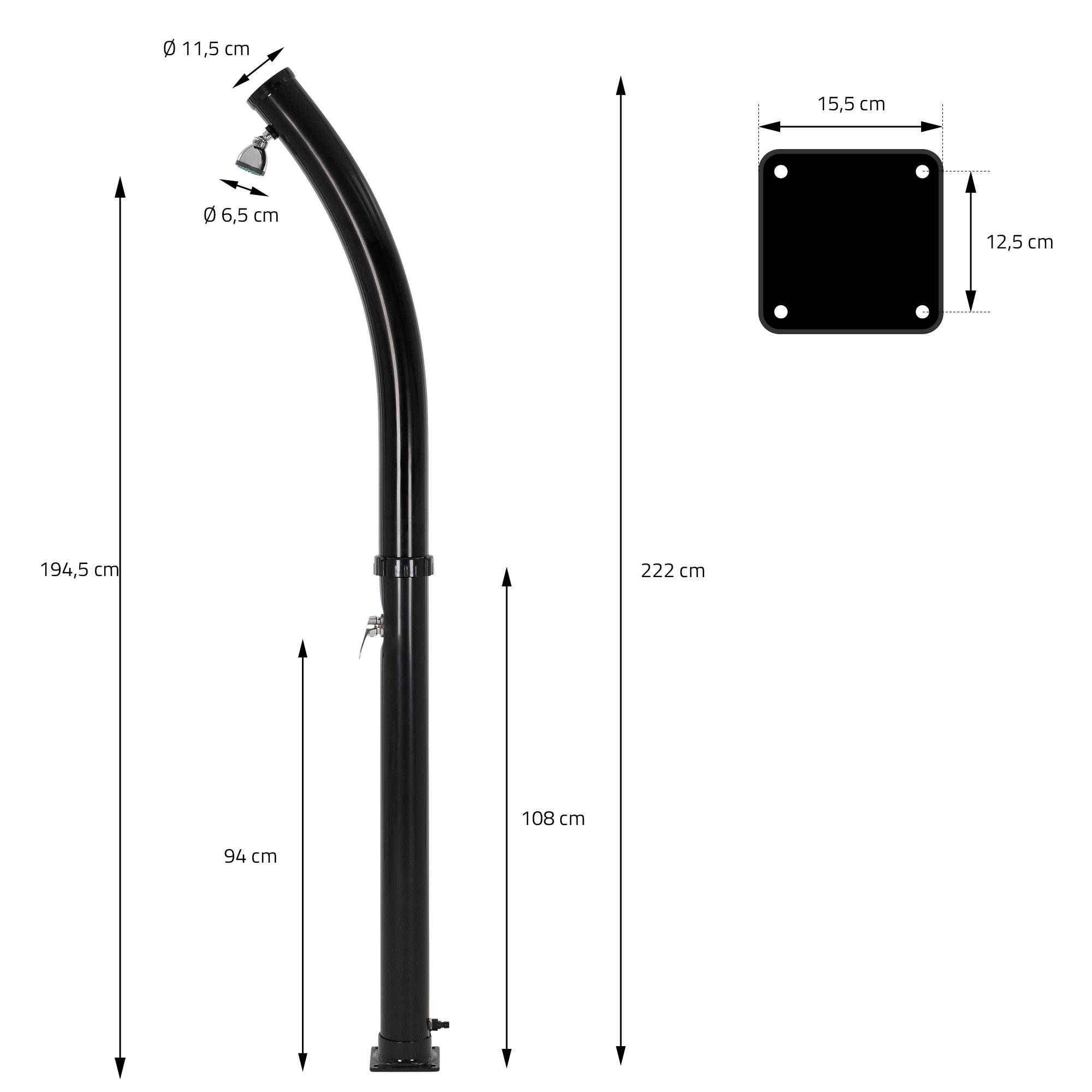 Ml-Design - Douche solaire courbée noire 20 L PVC pour piscines + pomme de douche eau chaude - Image 7