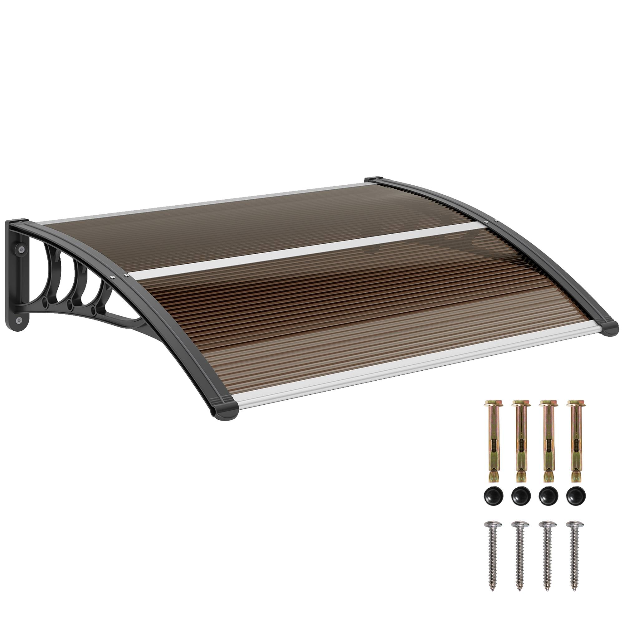 Store marron 75x100 cm en aluminium pour protection soleil et pluie de fenêtre, accessoire design sobre pour maison pratique et compact - Image 1