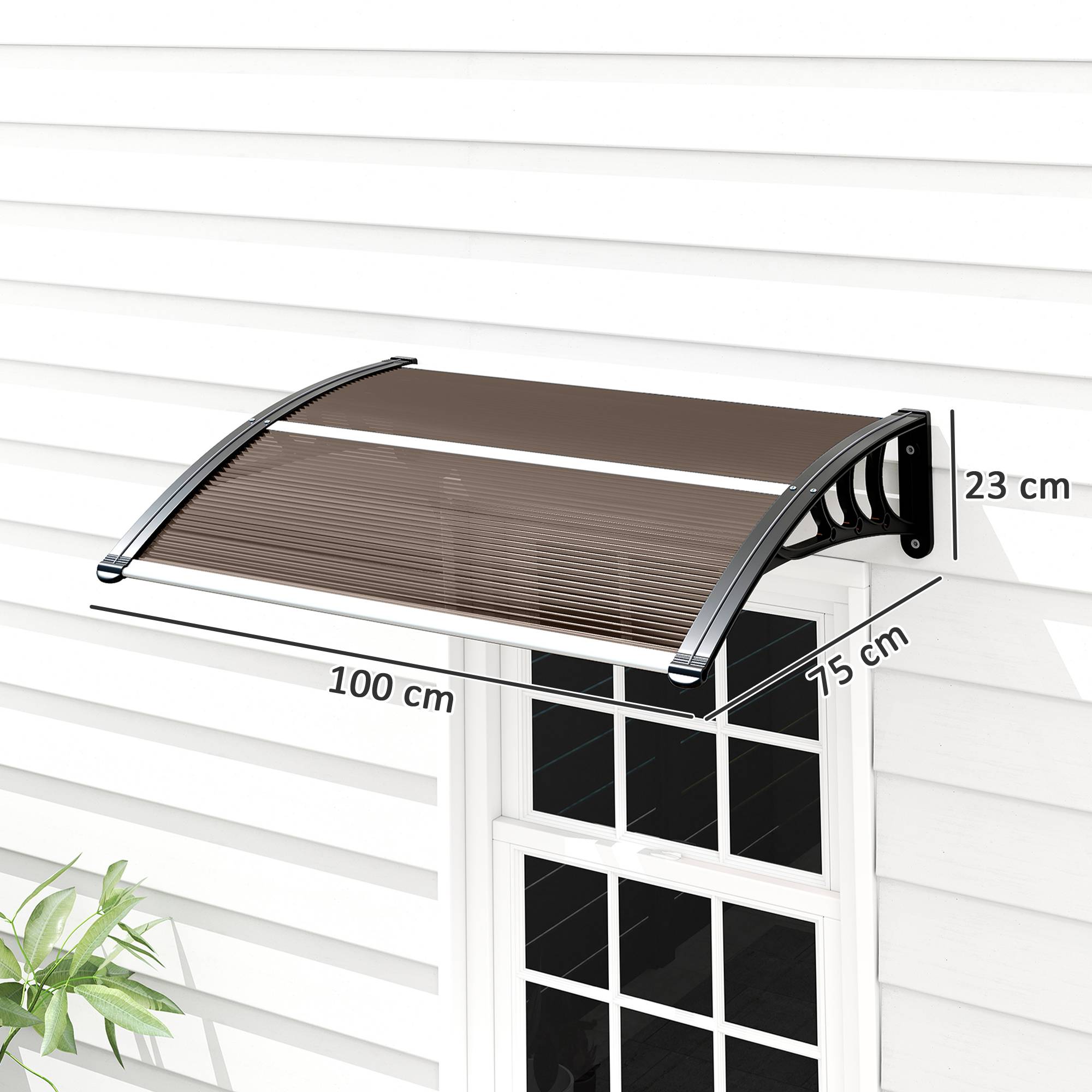 Store marron 75x100 cm en aluminium pour protection soleil et pluie de fenêtre, accessoire design sobre pour maison pratique et compact - Image 5