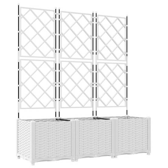 Cache-pot de jardin 3 pcs | Bac à fleurs Blanc 120 x 40 x 143 cm Acier - Image 1