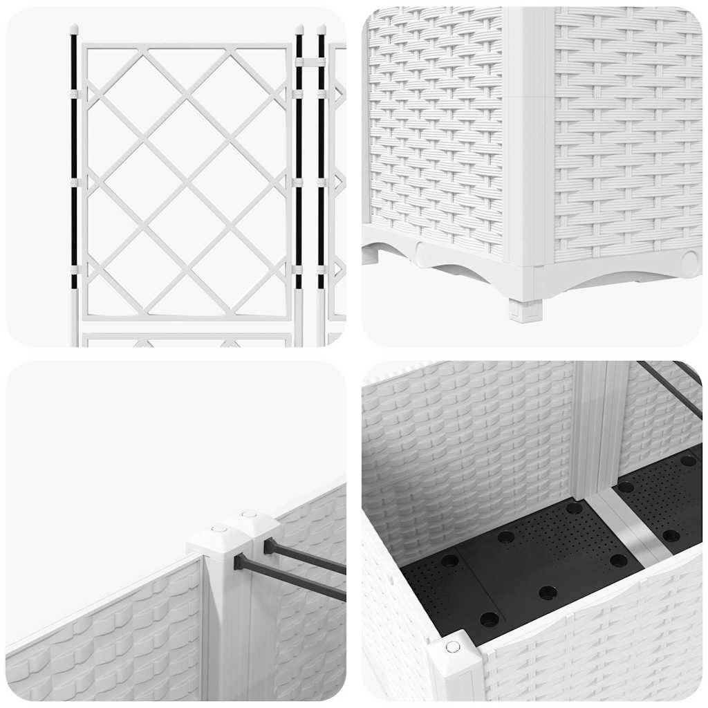 Cache-pot de jardin 3 pcs | Bac à fleurs Blanc 120 x 40 x 143 cm Acier - Image 8