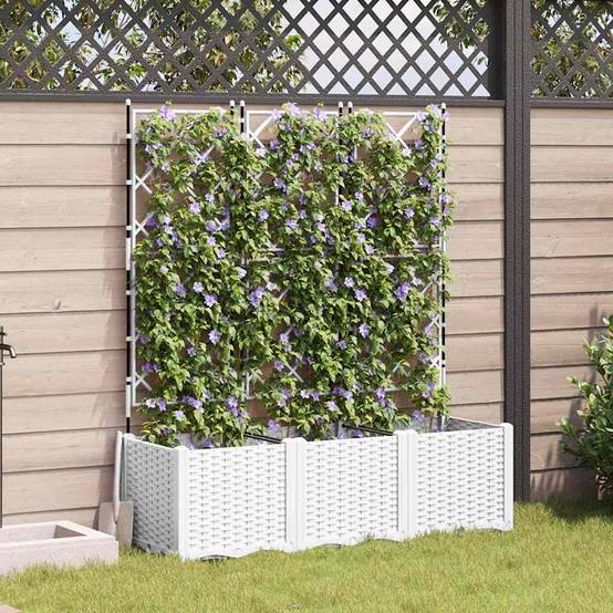 Cache-pot de jardin 3 pcs | Bac à fleurs Blanc 120 x 40 x 143 cm Acier - Image 2