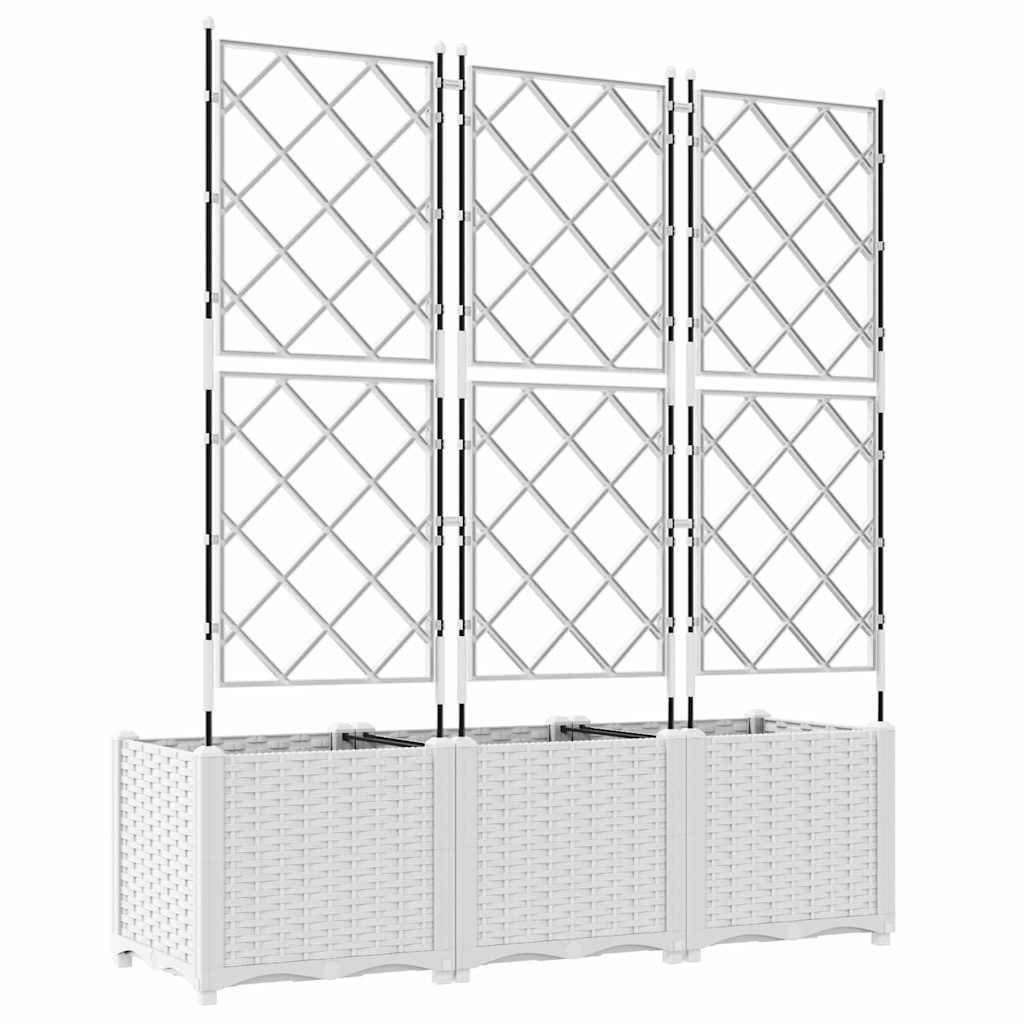 Cache-pot de jardin 3 pcs | Bac à fleurs Blanc 120 x 40 x 143 cm Acier - Image 7
