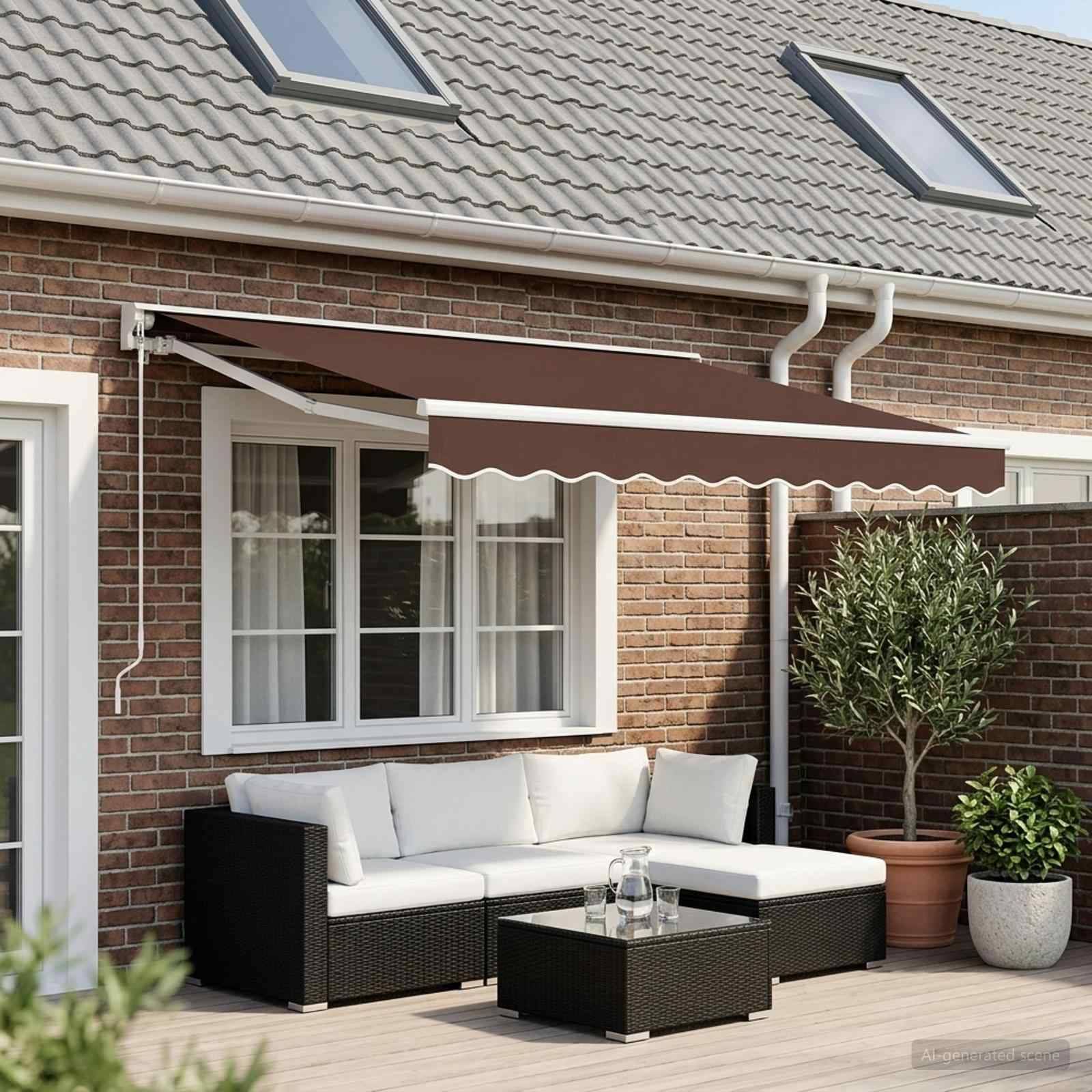 Prolenta Premium - Store banne polyester marron 230 x 195 x 20 cm - Prolenta premium p333.5 - Image 1