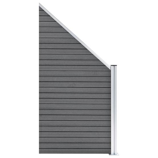 Clôture jardin WPC gris 446 x 186 cm 2 Carré + 1 Incliné - PANGIVO - Image 6