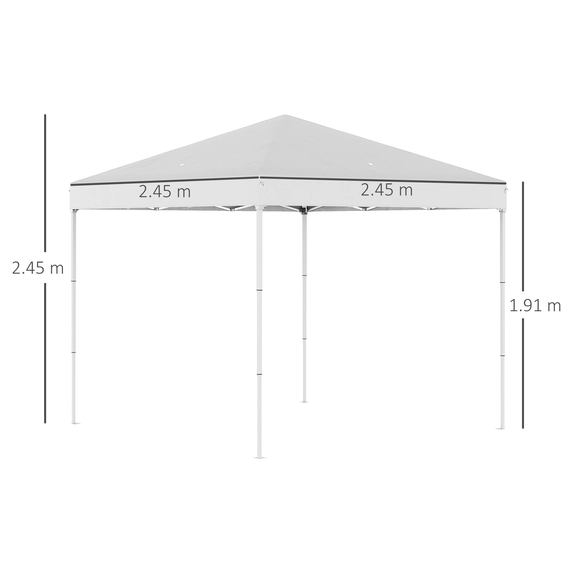 Tonnelle pliante étanche 2,5 x 2,5 m avec cordes et piquets, structure en acier et toile Oxford, blanche - Image 5