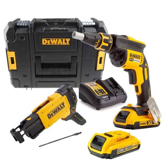 Visseuse plaques de plâtre 18V avec chargeur de vis en TSTAK - DEWALT - avec 2 batteries 18V 2.0Ah + Chargeur - coffret - DCF620D2K - Image 1