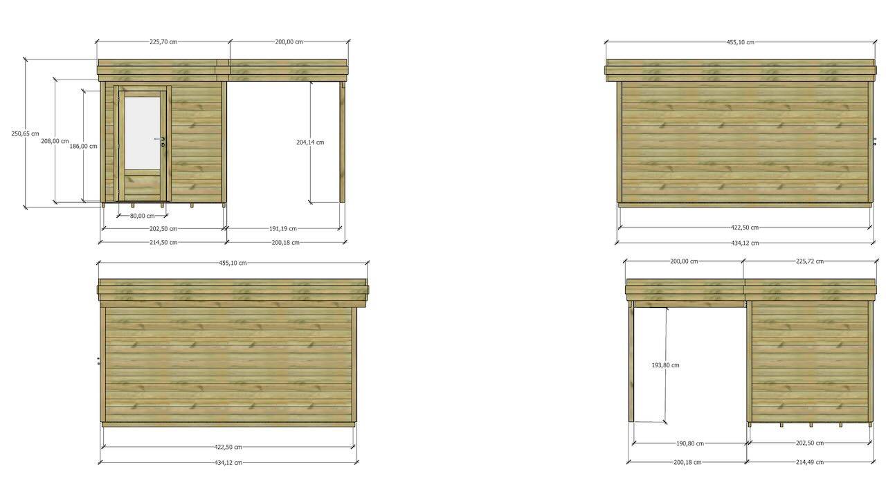 ABRI DE JARDIN bois  autoclave 27mm - 4,14x4,34m / 18m2 - Bac acier - Plancher bois - Image 4