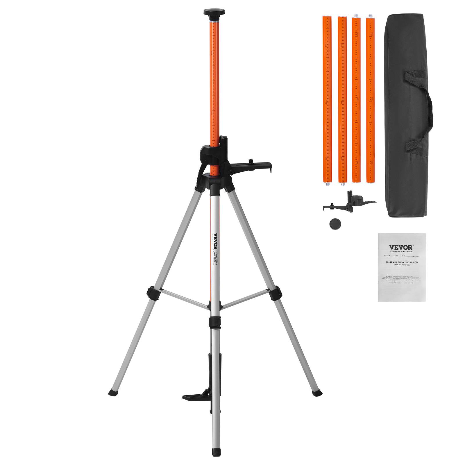 Vevor - VEVOR Trépied niveau laser, montage 1/4"-20 et 5/8"-11, hauteur 104-340cm, niveau à bulle, alu léger.