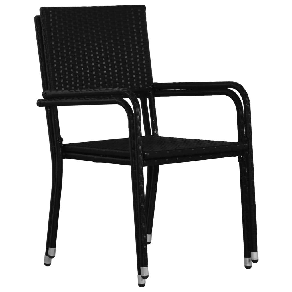 Maison Chic - Lot de 2 Chaises de jardin empilable - Chaise à dîner d'extérieur - Fauteuil d'extérieur noir résine tressée - MEUBLE PRO-JU6201 - Image 4