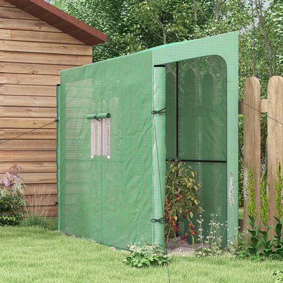 Serre de jardin adossée murale en PE pour balcon culture optimisée 200x80x200cm vert - ComfortXL Outdoor Living - Image 2