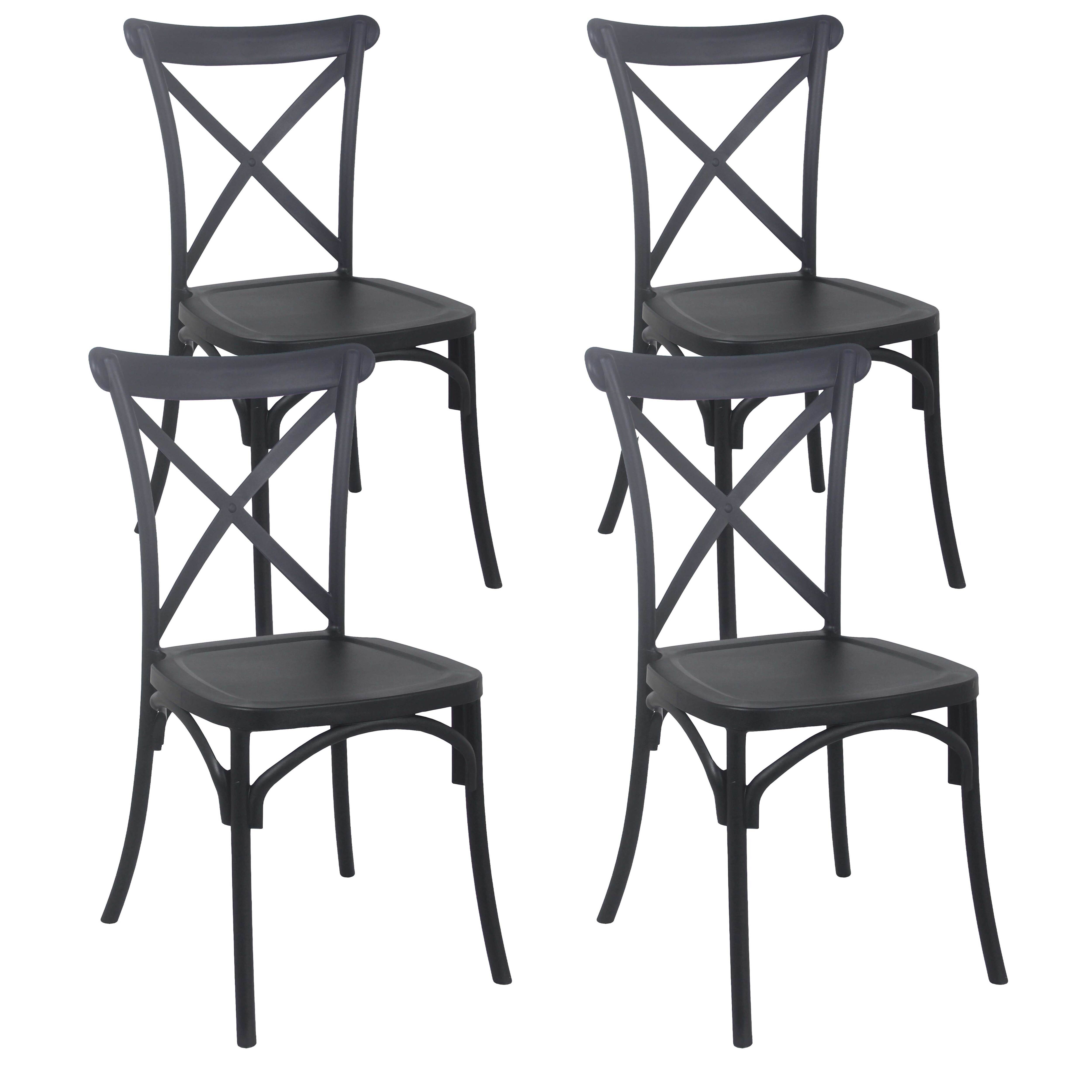 Oviala - Lot de 4 chaises de terrasse en plastique noir Dublin - Oviala - Image 1