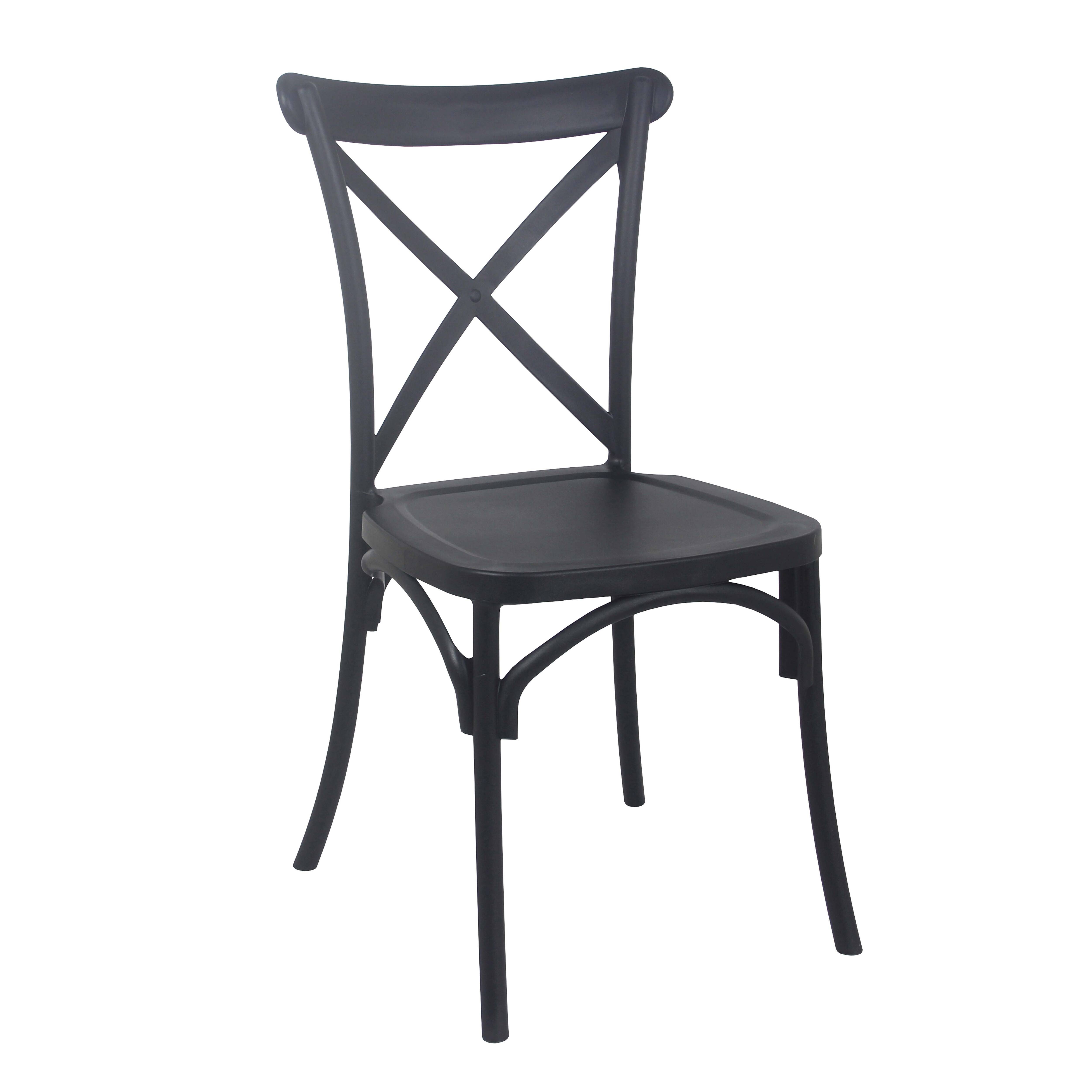 Oviala - Lot de 4 chaises de terrasse en plastique noir Dublin - Oviala - Image 2