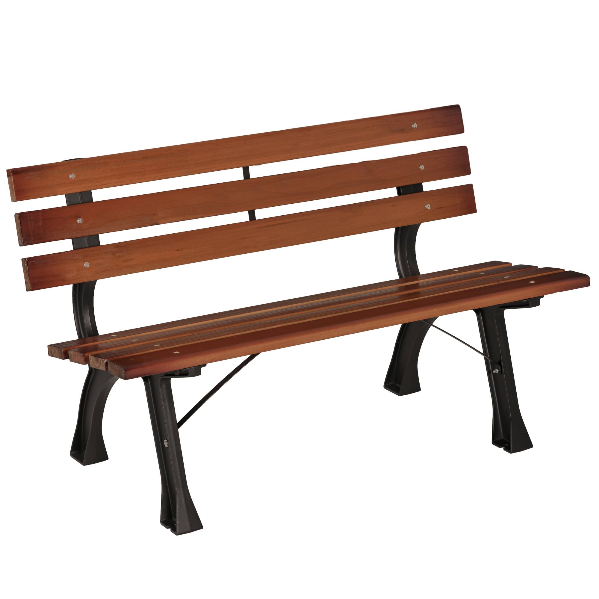 ComfortXL - Banc de jardin 2 places en fonte et bois marron 120 x 57 x 70 cm pour terrasse avec assise ajourée confort - Image 10