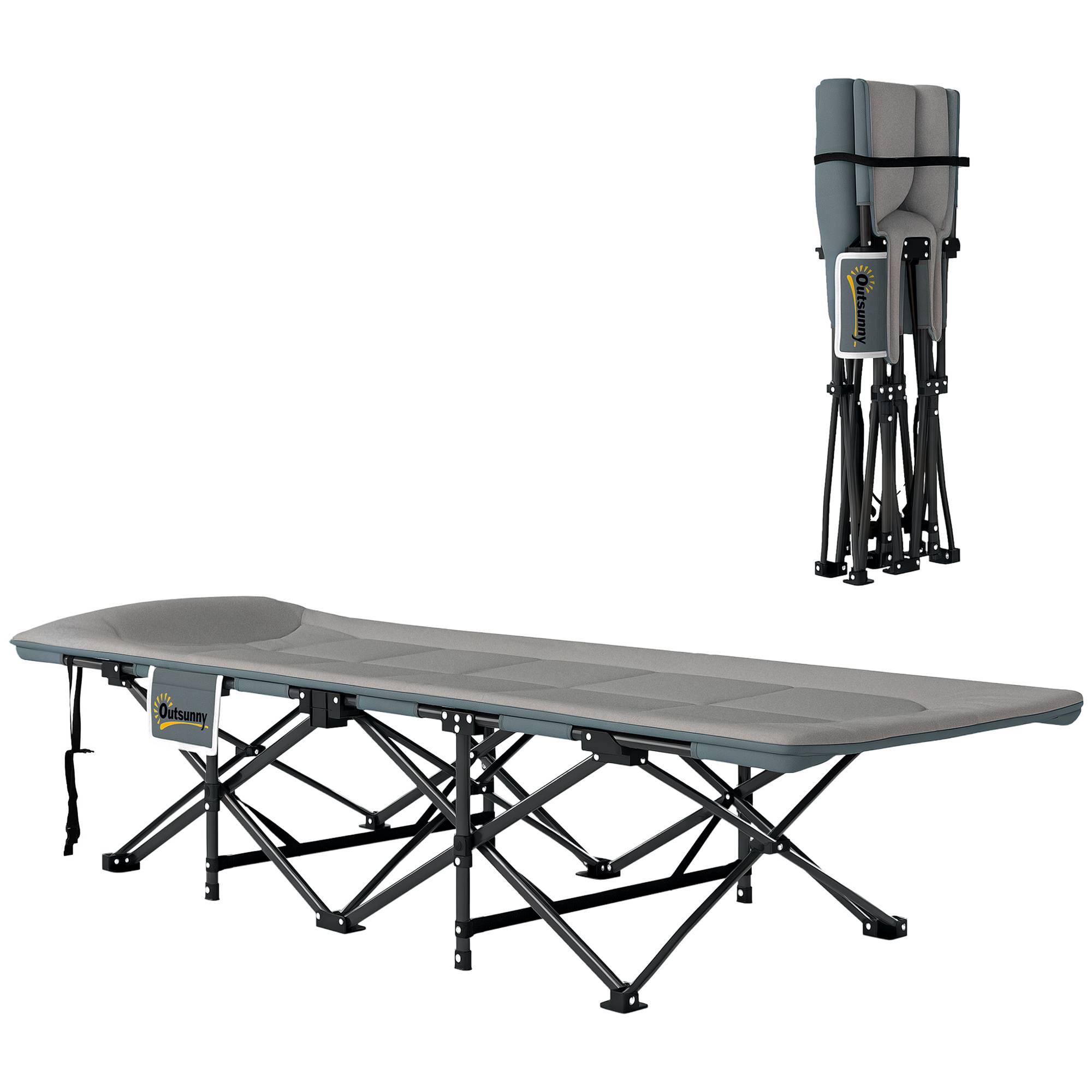 Sans Marque - Lit pliable avec matelas+oreiller+poche, 187x67x37cm, jusqu'à 150kg, gris - Image 1