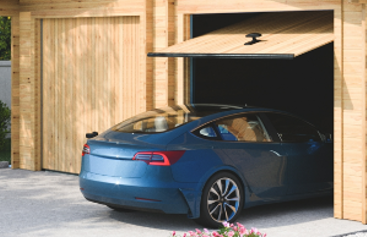Habrita - Garage double Madriers bois massif  double rainurage - 42 mm -  42,16 m2 - Porte de garage métallique avec bardage bois - Image 3