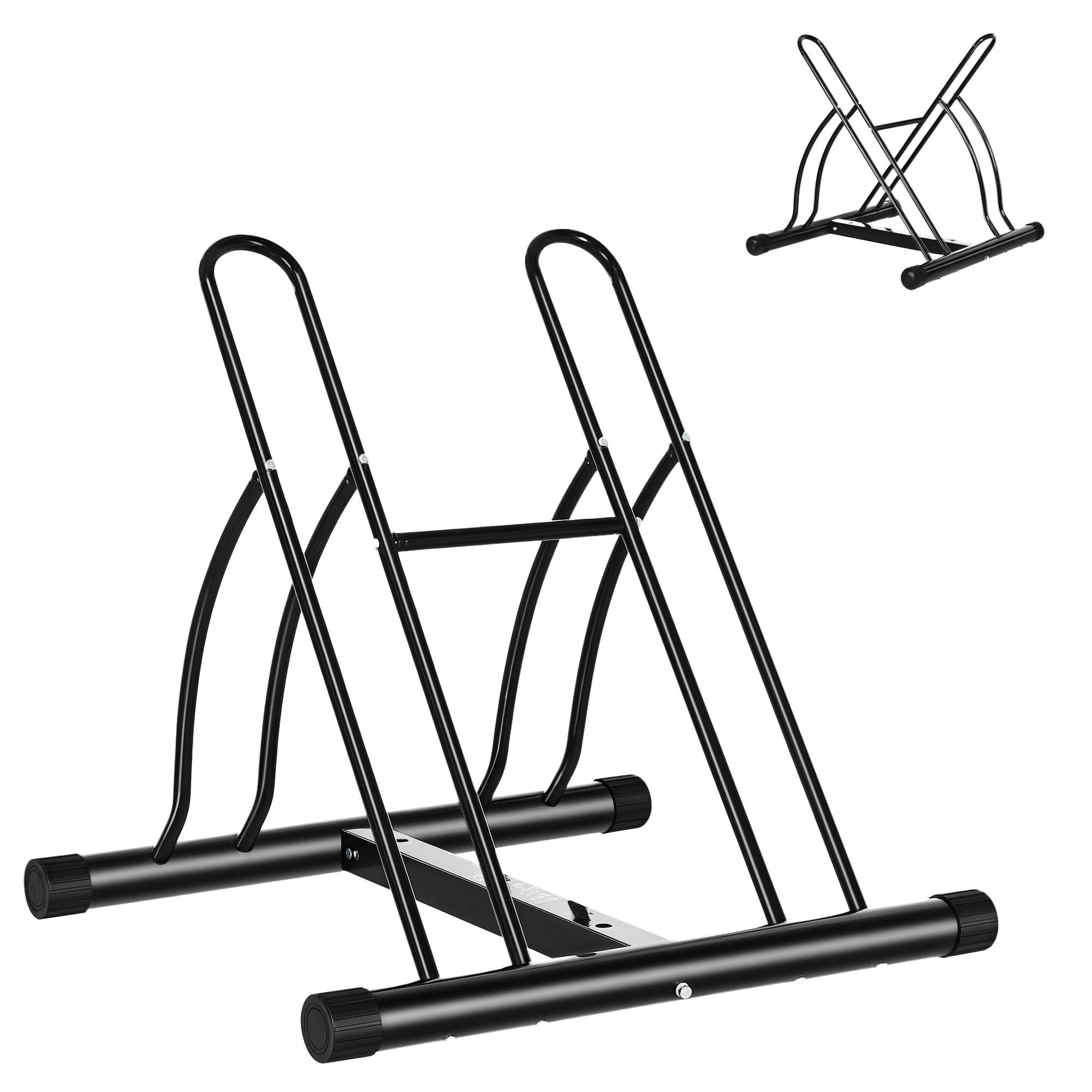 Support de stationnement noir 2 vélos largeur inférieure à 65 mm antidérapant 60 x 54 x 57 cm, garage - Image 1
