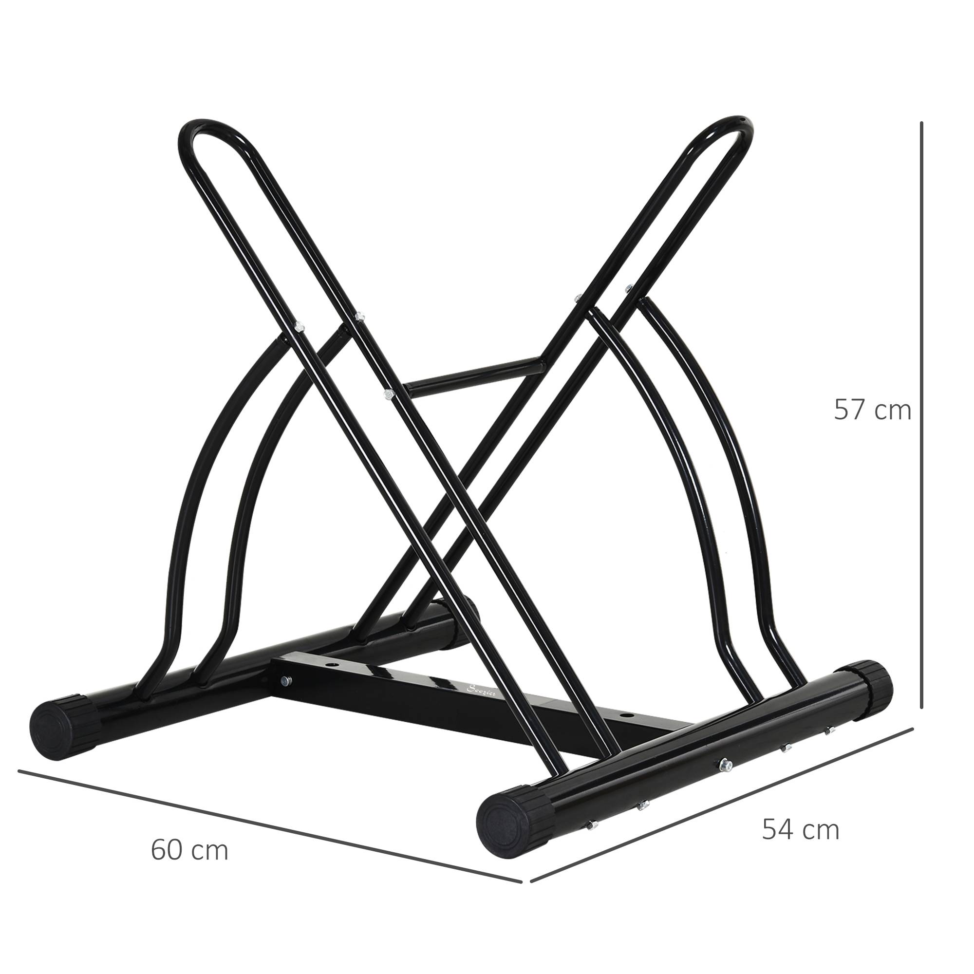 Support de stationnement noir 2 vélos largeur inférieure à 65 mm antidérapant 60 x 54 x 57 cm, garage - Image 5