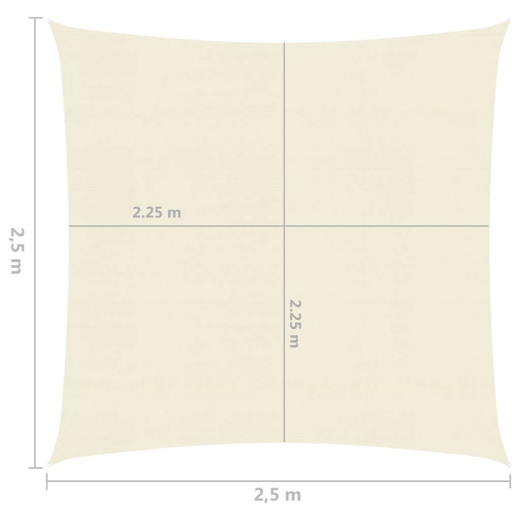 Helloshop26 - Voile toile d'ombrage parasol 160 g/m² 2,5 x 2,5 m PEHD crème - Image 6