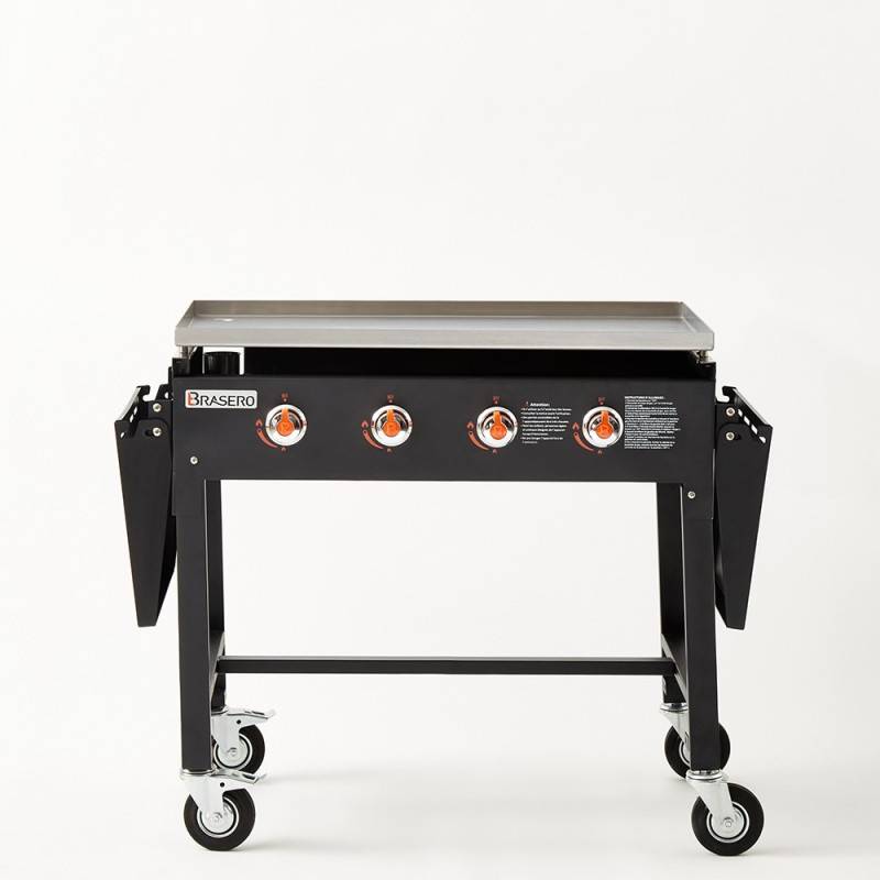 Brasero - Plancha gaz Carmen – BRASERO BY FAVEX – 4 brûleurs 16 kW – Plaque inox 90 x 45,5 cm – Jusqu'à 14 convives – Chariot mobile - Image 6