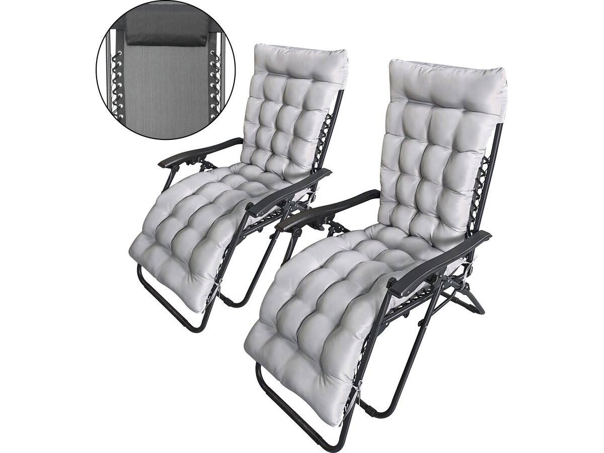 Habitat Et Jardin - Lot De 2 Fauteuils De Jardin Inclinable Zéro Gravité Avec Coussin Matelassé "sintra" - Noir -habitat Et Jardin - Image 1