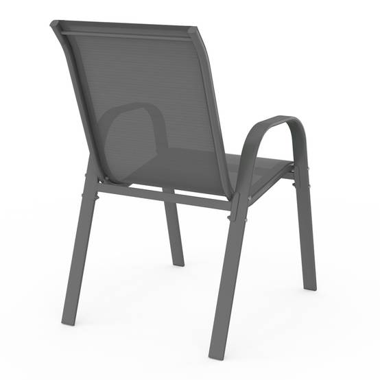 Lot de 4 chaises de jardin LYMA métal et textilène empilables gris anthracite - Image 5