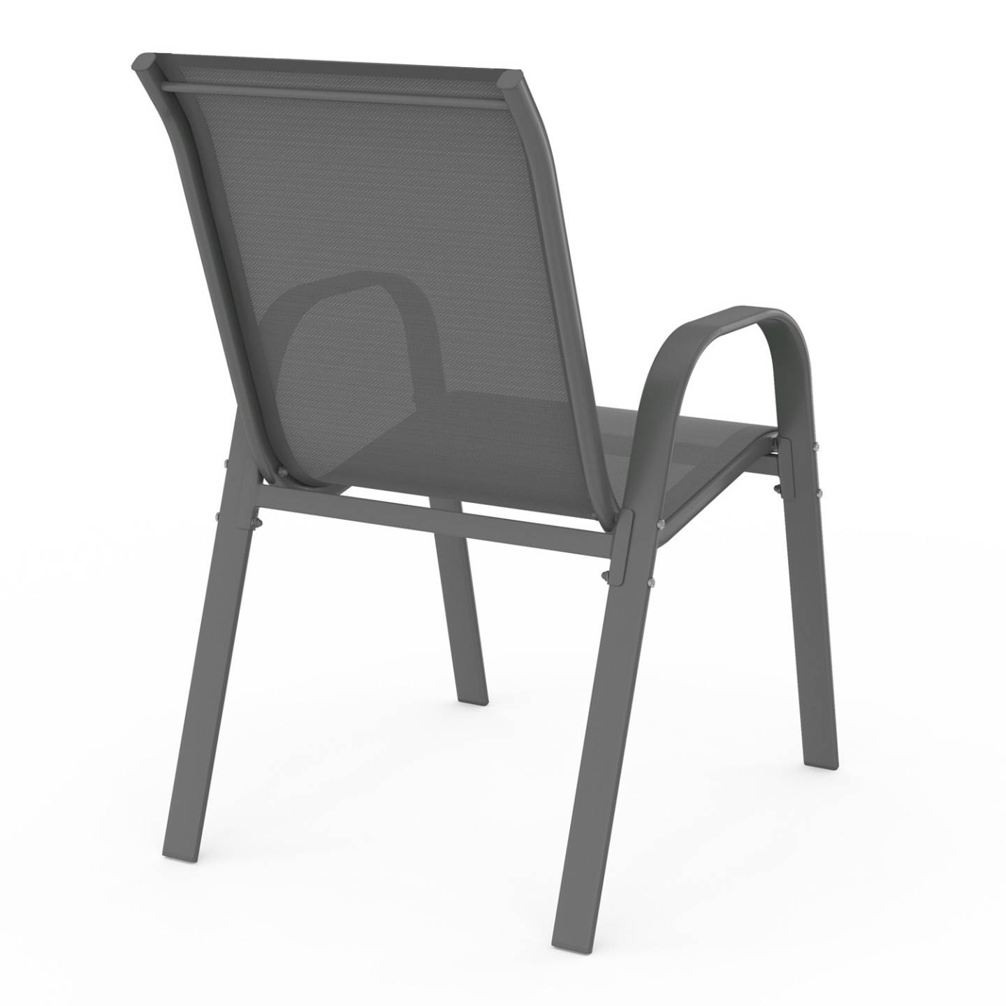 Lot de 4 chaises de jardin LYMA métal et textilène empilables gris anthracite - Image 5