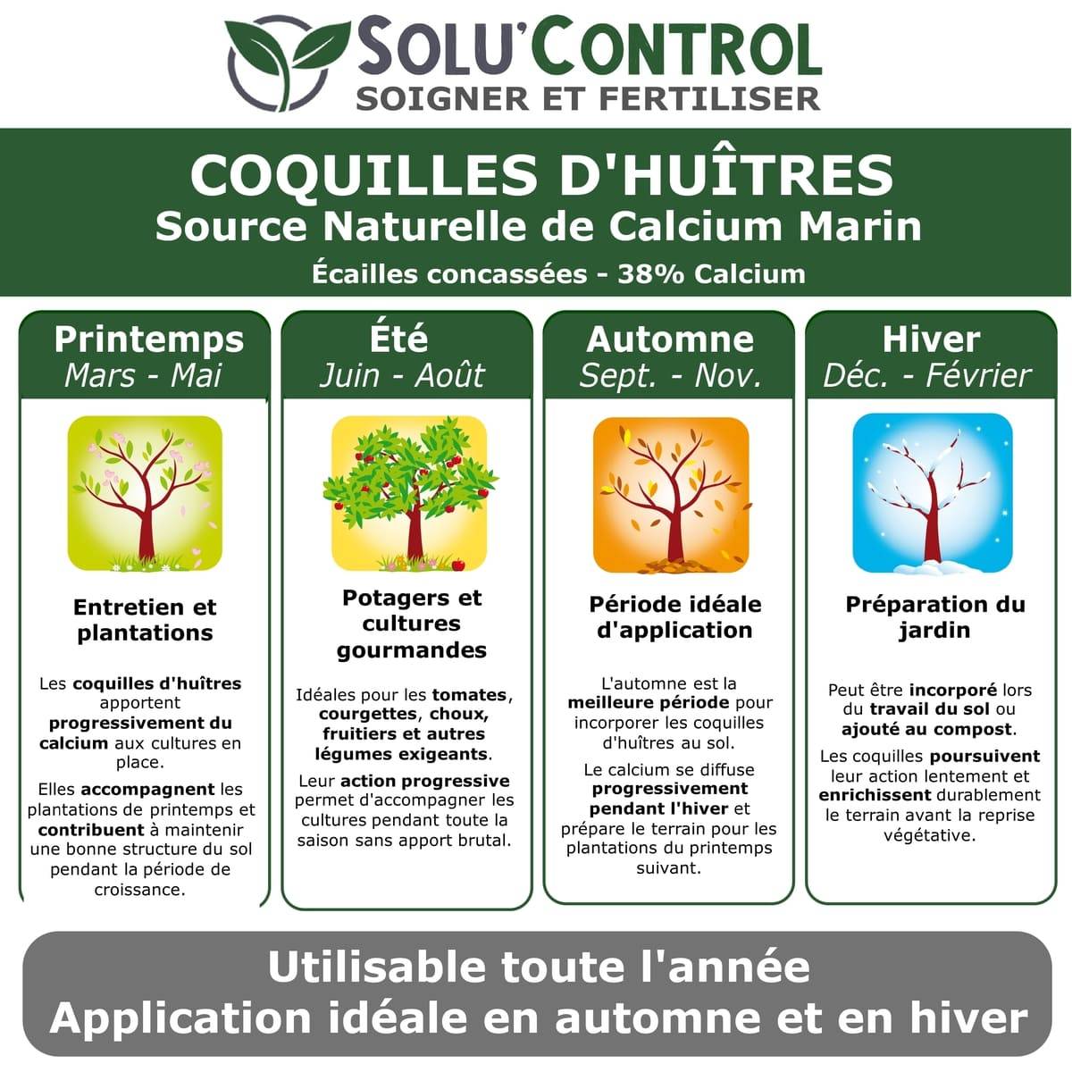 Tout pour les nuisibles - 25 kg Écailles de Coquilles d'Huîtres Concassées 38% Calcium - SOLU'CONTROL - Calcium Marin - Image 3