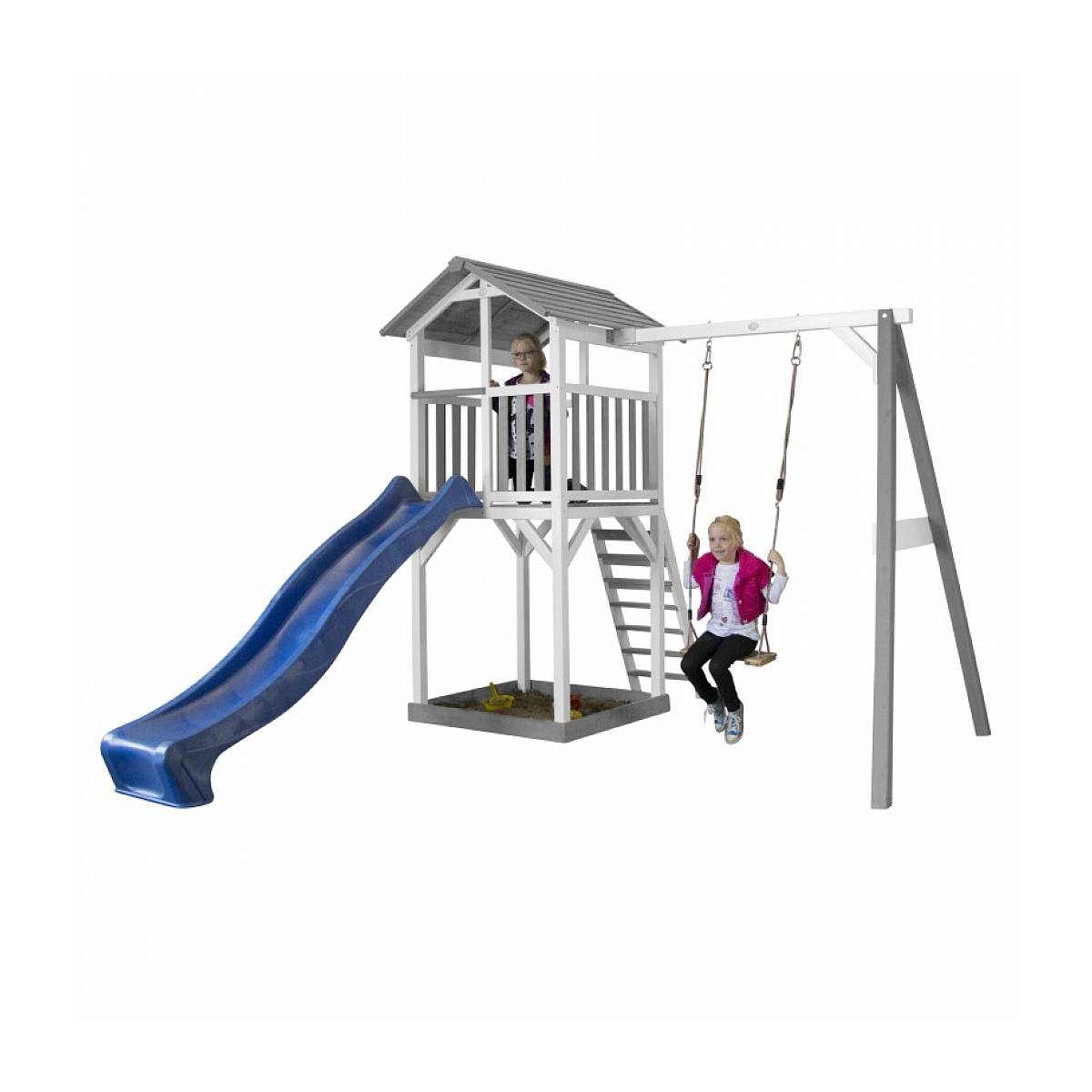Structure de Jeu AXI Beach Tower en Bois avec Balancoire et Toboggan Bleu - Image 3