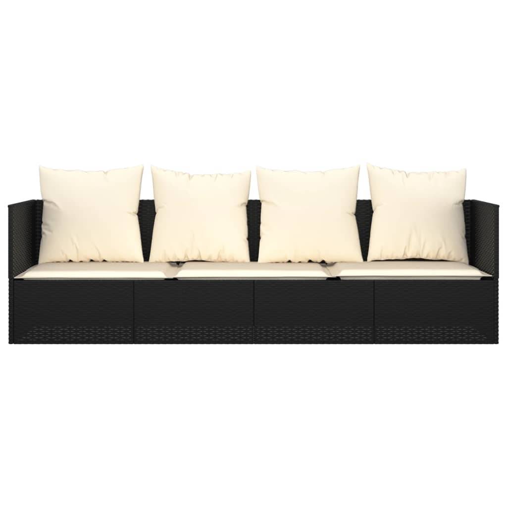 Helloshop26 - Lit de salon d'extérieur 203 x 58 x 56 cm avec coussins noir résine tressée - Image 2