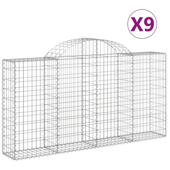 Gabion Arqué Fer Galvanisé Jardin 200x30x100/120cm 9pcs - ComfortXL Outdoor Living - Image 2