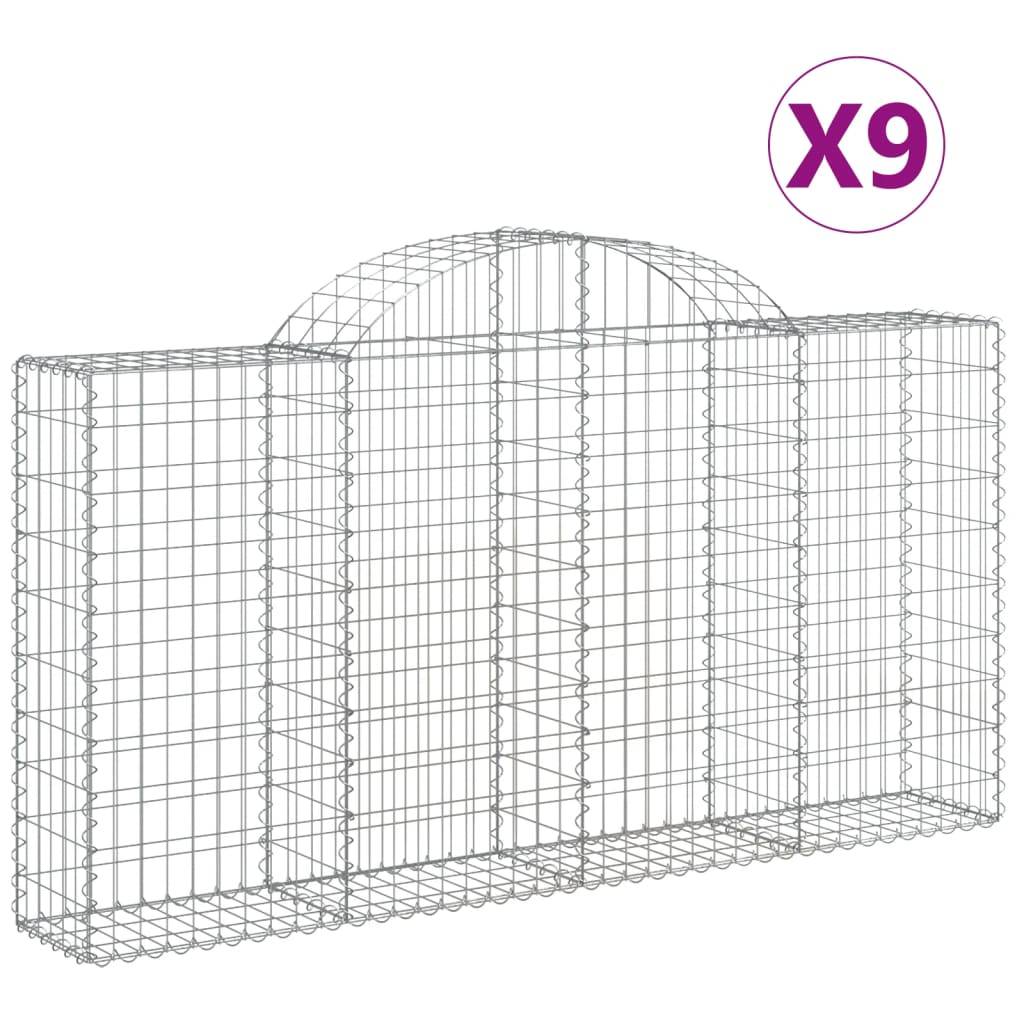 Gabion Arqué Fer Galvanisé Jardin 200x30x100/120cm 9pcs - ComfortXL Outdoor Living - Image 2