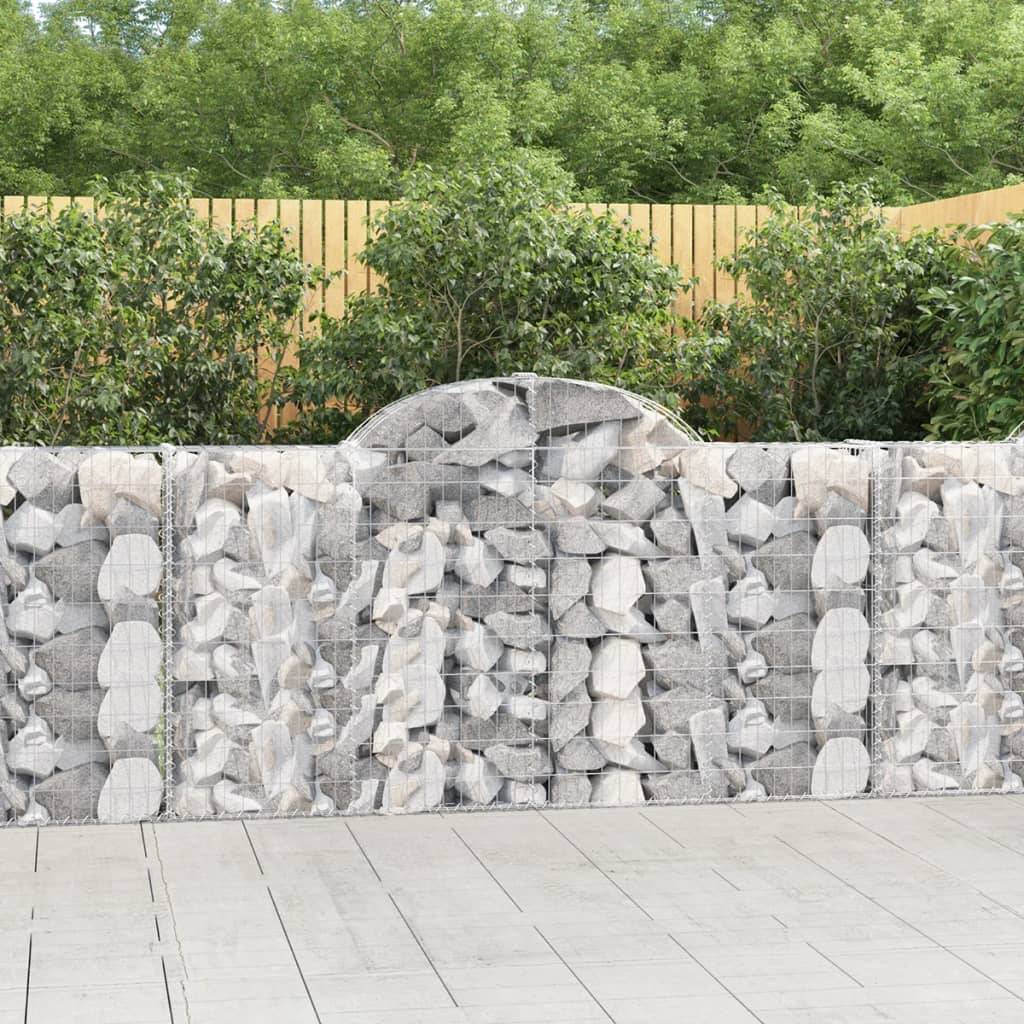 Gabion Arqué Fer Galvanisé Jardin 200x30x100/120cm 9pcs - ComfortXL Outdoor Living - Image 1