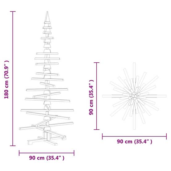 Sapin de Noël en bois de pin massif à décorer pour intérieur extérieur 180 cm – ComfortXL Outdoor Living - Image 10