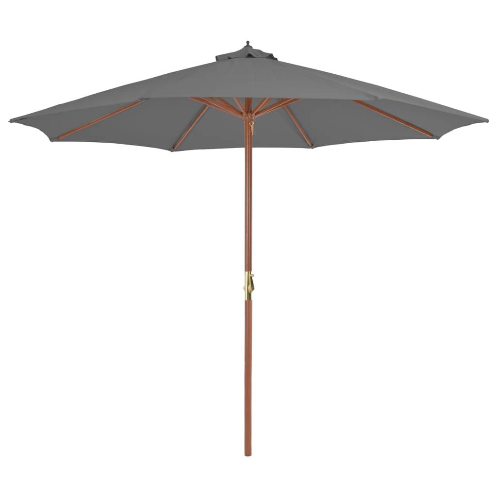 Helloshop26 - Parasol d'extérieur avec mât en bois 300 cm anthracite - Image 1