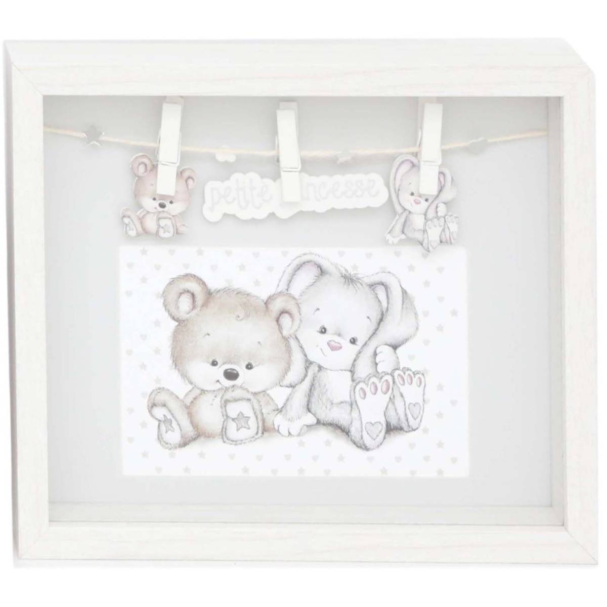 Sil - Cadre blanc en bois bébé pour photo 10 x 15 cm Petite princesse