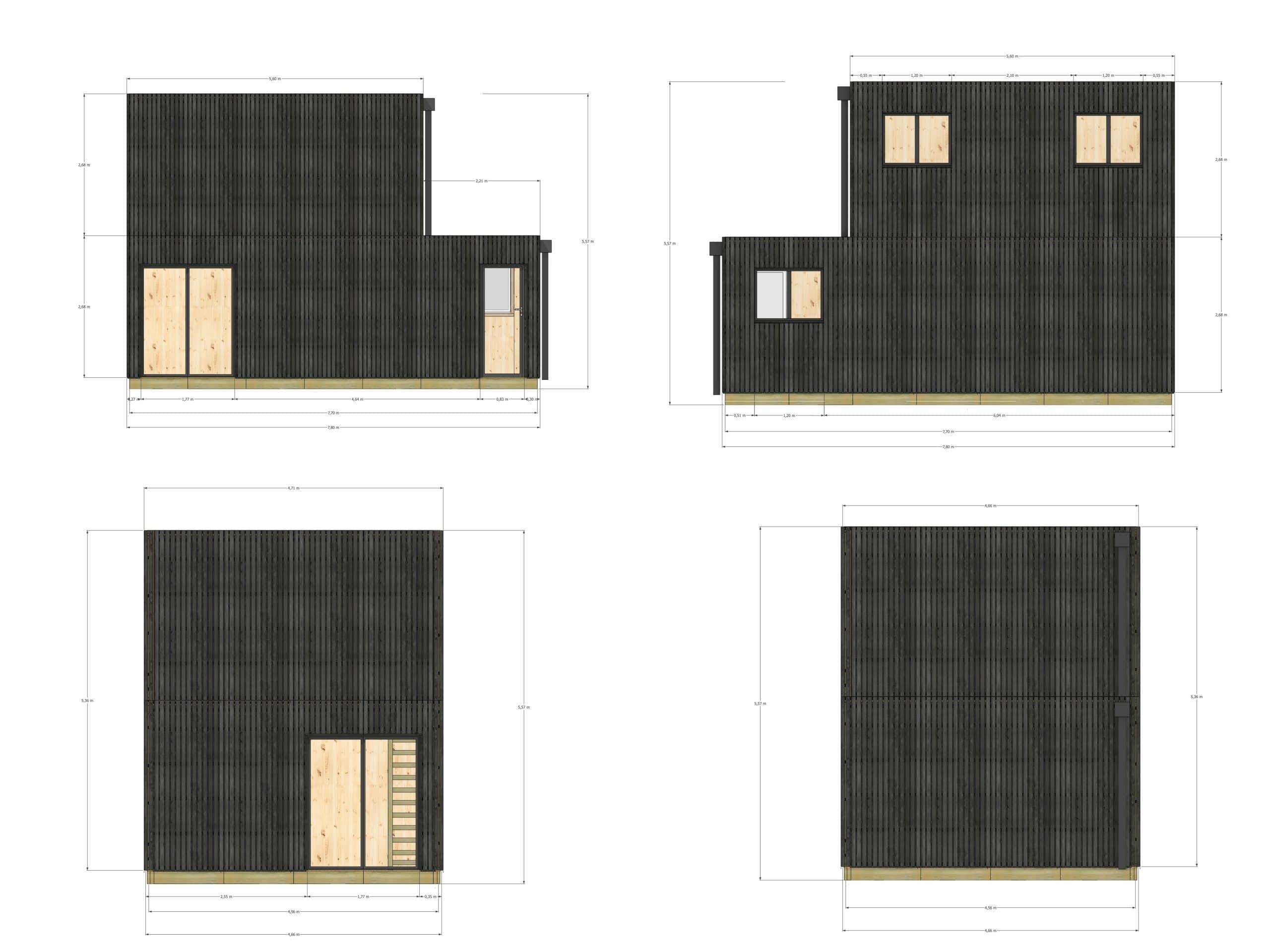 Studio de jardin RE2020 en bois 7,7 x 4,6 x 2,7 m / isolation RE2020 avec plancher isolé avec mezzanine et terrasse - Image 4