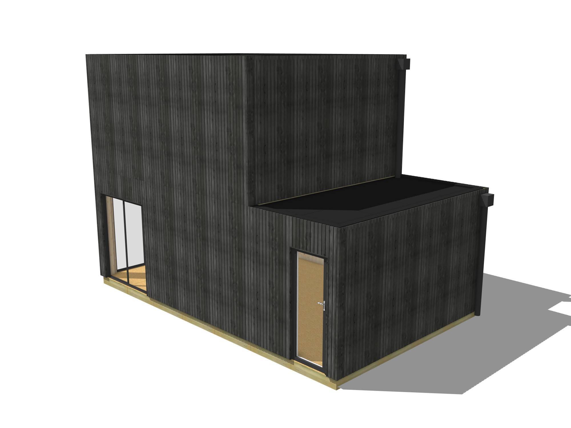 Studio de jardin RE2020 en bois 7,7 x 4,6 x 2,7 m / isolation RE2020 avec plancher isolé avec mezzanine et terrasse - Image 2